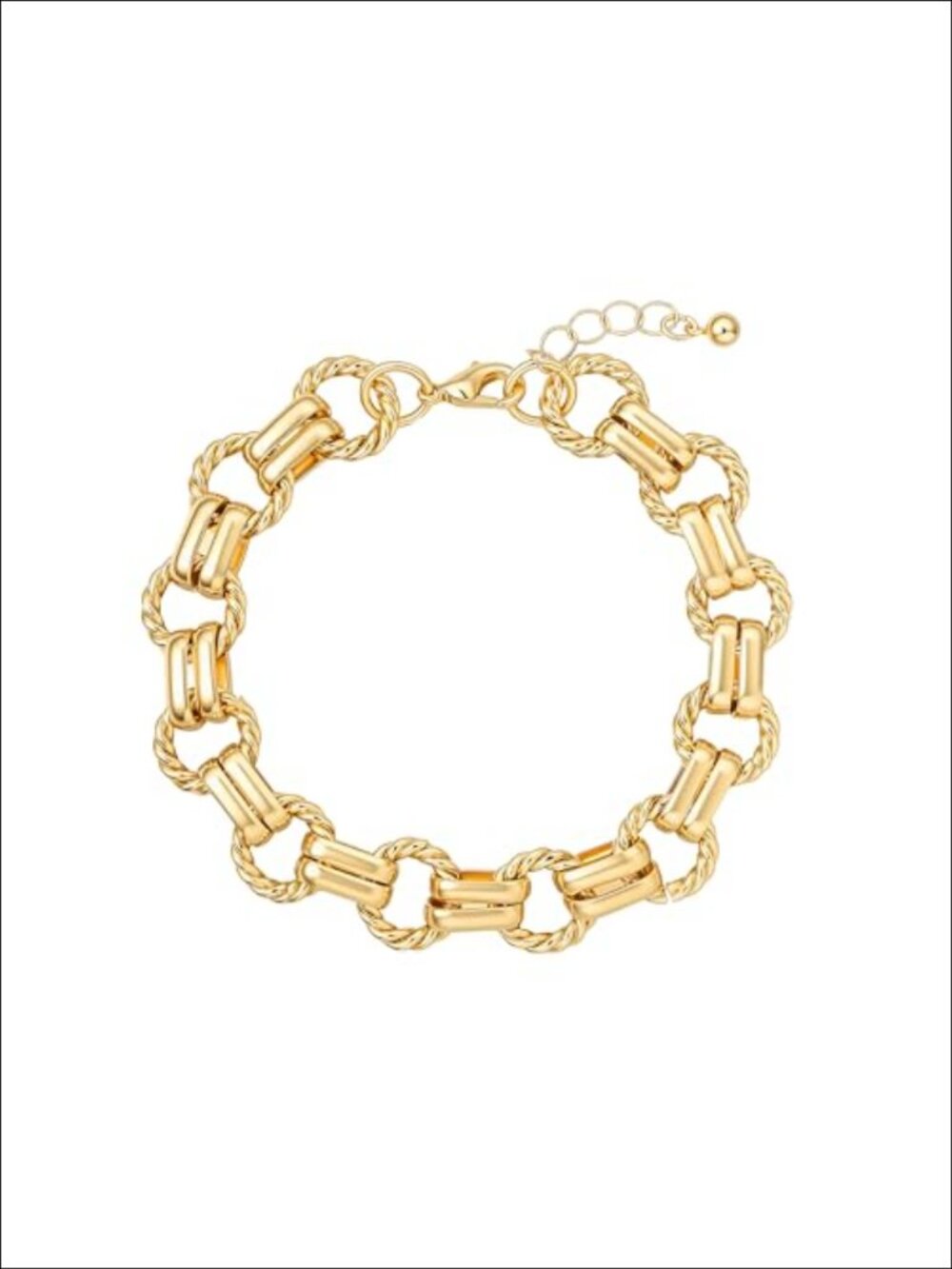 Chunky Cuban Link Chain Bracelet for Women Adjustable 14K Gold Plated Brass